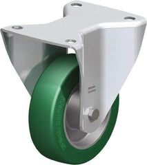 Blickle - 5" Diam x 1-37/64" Wide x 6-1/2" OAH Top Plate Mount Rigid Caster - Polyurethane-Elastomer Blickle Softhane, 770 Lb Capacity, Ball Bearing, 5-1/2 x 4-3/8" Plate - Eagle Tool & Supply