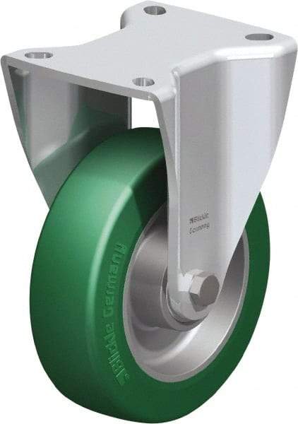 Blickle - 5" Diam x 1-37/64" Wide x 6-1/2" OAH Top Plate Mount Rigid Caster - Polyurethane-Elastomer Blickle Softhane, 770 Lb Capacity, Ball Bearing, 3-15/16 x 3-3/8" Plate - Eagle Tool & Supply