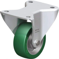 Blickle - 4" Diam x 1-37/64" Wide x 5-1/2" OAH Top Plate Mount Rigid Caster - Polyurethane-Elastomer Blickle Softhane, 660 Lb Capacity, Ball Bearing, 5-1/2 x 4-3/8" Plate - Eagle Tool & Supply
