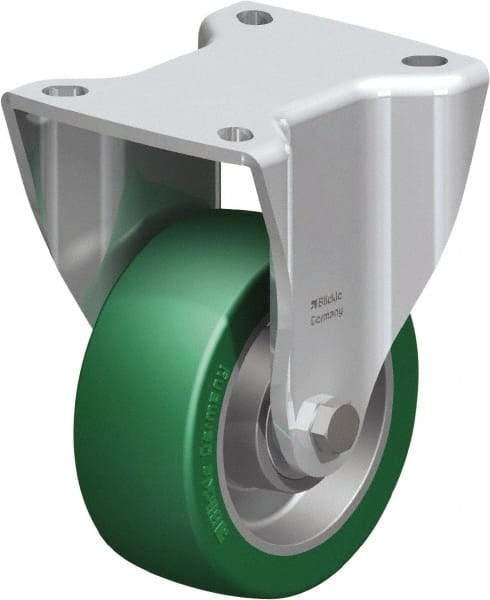 Blickle - 4" Diam x 1-37/64" Wide x 5-1/2" OAH Top Plate Mount Rigid Caster - Polyurethane-Elastomer Blickle Softhane, 660 Lb Capacity, Ball Bearing, 3-15/16 x 3-3/8" Plate - Eagle Tool & Supply