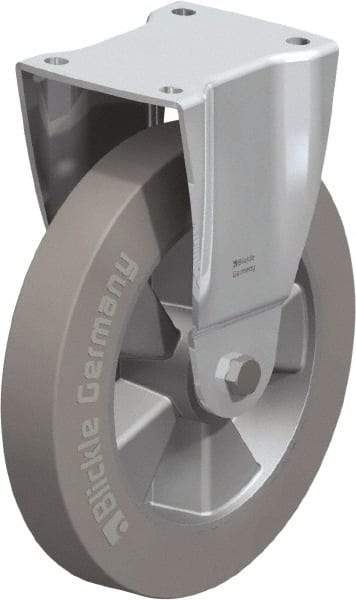 Blickle - 10" Diam x 1-31/32" Wide x 11-39/64" OAH Top Plate Mount Rigid Caster - Solid Rubber, 1,430 Lb Capacity, Ball Bearing, 5-1/2 x 4-3/8" Plate - Eagle Tool & Supply