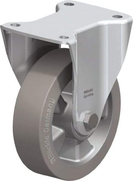 Blickle - 6-1/2" Diam x 1-31/32" Wide x 7-61/64" OAH Top Plate Mount Rigid Caster - Solid Rubber, 880 Lb Capacity, Ball Bearing, 5-1/2 x 4-3/8" Plate - Eagle Tool & Supply