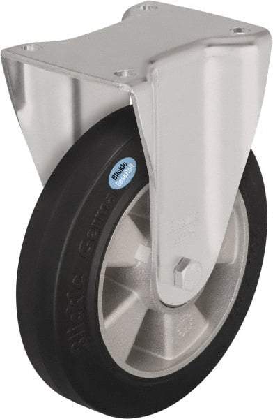 Blickle - 8" Diam x 1-31/32" Wide x 9-41/64" OAH Top Plate Mount Rigid Caster - Solid Rubber, 1,100 Lb Capacity, Ball Bearing, 5-1/2 x 4-3/8" Plate - Eagle Tool & Supply
