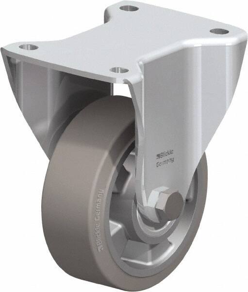 Blickle - 5" Diam x 1-31/32" Wide x 6-11/16" OAH Top Plate Mount Rigid Caster - Solid Rubber, 594 Lb Capacity, Ball Bearing, 5-1/2 x 4-3/8" Plate - Eagle Tool & Supply