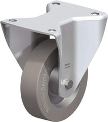 Blickle - 5" Diam x 1-37/64" Wide x 6-1/2" OAH Top Plate Mount Rigid Caster - Solid Rubber, 550 Lb Capacity, Ball Bearing, 5-1/2 x 4-3/8" Plate - Eagle Tool & Supply