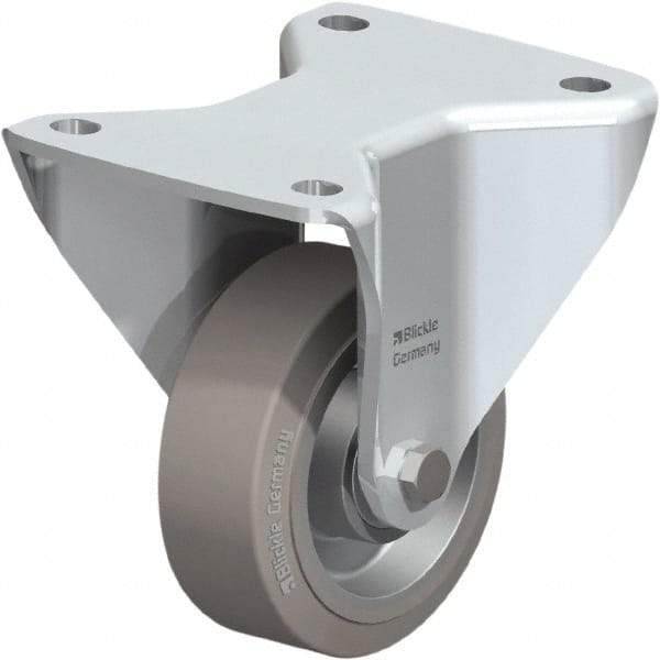 Blickle - 5" Diam x 1-37/64" Wide x 5-1/2" OAH Top Plate Mount Rigid Caster - Solid Rubber, 440 Lb Capacity, Ball Bearing, 5-1/2 x 4-3/8" Plate - Eagle Tool & Supply
