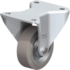 Blickle - 5" Diam x 1-37/64" Wide x 5-1/2" OAH Top Plate Mount Rigid Caster - Solid Rubber, 440 Lb Capacity, Ball Bearing, 5-1/2 x 4-3/8" Plate - Eagle Tool & Supply