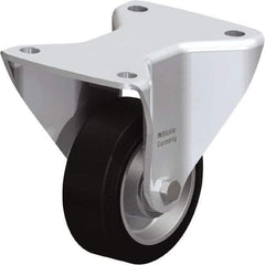 Blickle - 5" Diam x 1-37/64" Wide x 5-1/2" OAH Top Plate Mount Rigid Caster - Solid Rubber, 440 Lb Capacity, Ball Bearing, 5-1/2 x 4-3/8" Plate - Eagle Tool & Supply