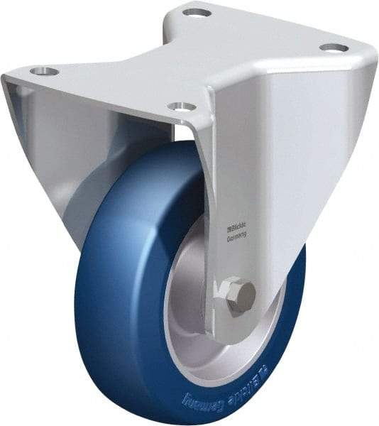 Blickle - 5" Diam x 1-37/64" Wide x 6-1/2" OAH Top Plate Mount Rigid Caster - Polyurethane-Elastomer Blickle Besthane, 770 Lb Capacity, Ball Bearing, 5-1/2 x 4-3/8" Plate - Eagle Tool & Supply