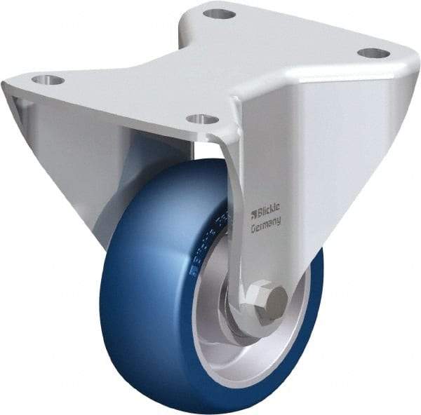 Blickle - 4" Diam x 1-37/64" Wide x 5-1/2" OAH Top Plate Mount Rigid Caster - Polyurethane-Elastomer Blickle Besthane, 660 Lb Capacity, Ball Bearing, 5-1/2 x 4-3/8" Plate - Eagle Tool & Supply