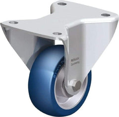 Blickle - 4" Diam x 1-37/64" Wide x 5-1/2" OAH Top Plate Mount Rigid Caster - Polyurethane-Elastomer Blickle Besthane, 660 Lb Capacity, Ball Bearing, 5-1/2 x 4-3/8" Plate - Eagle Tool & Supply