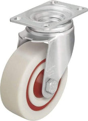 Blickle - 5" Diam x 1-3/8" Wide x 6-1/8" OAH Top Plate Mount Swivel Caster - Impact-Resistant Nylon, 400 Lb Capacity, Ball Bearing, 3-5/8 x 2-1/2" Plate - Eagle Tool & Supply