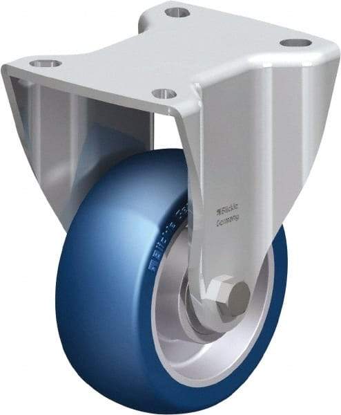 Blickle - 4" Diam x 1-37/64" Wide x 5-1/2" OAH Top Plate Mount Rigid Caster - Polyurethane-Elastomer Blickle Besthane, 660 Lb Capacity, Ball Bearing, 3-15/16 x 3-3/8" Plate - Eagle Tool & Supply