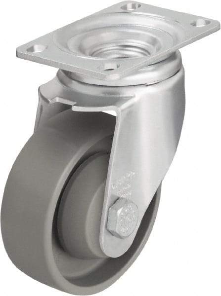 Blickle - 3-1/2" Diam x 1-1/4" Wide x 4-11/16" OAH Top Plate Mount Swivel Caster - Impact-Resistant Nylon, 400 Lb Capacity, Ball Bearing, 3-5/8 x 2-1/2" Plate - Eagle Tool & Supply