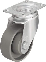 Blickle - 3-1/2" Diam x 1-1/4" Wide x 4-11/16" OAH Top Plate Mount Swivel Caster - Impact-Resistant Nylon, 400 Lb Capacity, Ball Bearing, 3-5/8 x 2-1/2" Plate - Eagle Tool & Supply