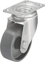 Blickle - 3-1/2" Diam x 1-1/4" Wide x 4-11/16" OAH Top Plate Mount Swivel Caster - Impact-Resistant Nylon, 400 Lb Capacity, Plain Bore Bearing, 3-5/8 x 2-1/2" Plate - Eagle Tool & Supply