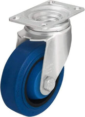 Blickle - 4" Diam x 1-3/8" Wide x 5-1/8" OAH Top Plate Mount Swivel Caster - Solid Rubber, 400 Lb Capacity, Ball Bearing, 3-5/8 x 2-1/2" Plate - Eagle Tool & Supply