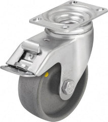 Blickle - 5" Diam x 1-9/16" Wide x 6-1/8" OAH Top Plate Mount Swivel Caster with Brake - Impact-Resistant Nylon, 400 Lb Capacity, Ball Bearing, 3-5/8 x 2-1/2" Plate - Eagle Tool & Supply
