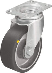 Blickle - 5" Diam x 1-9/16" Wide x 6-1/8" OAH Top Plate Mount Swivel Caster - Polyurethane-Elastomer Blickle Softhane, 400 Lb Capacity, Ball Bearing, 3-5/8 x 2-1/2" Plate - Eagle Tool & Supply