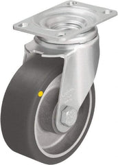 Blickle - 4" Diam x 1-9/16" Wide x 5-1/8" OAH Top Plate Mount Swivel Caster - Polyurethane-Elastomer Blickle Softhane, 400 Lb Capacity, Ball Bearing, 3-5/8 x 2-1/2" Plate - Eagle Tool & Supply