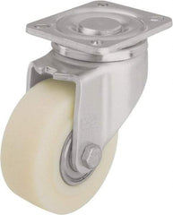 Blickle - 4" Diam x 1-37/64" Wide x 5-33/64" OAH Top Plate Mount Swivel Caster - Impact-Resistant Cast Nylon, 1,540 Lb Capacity, Ball Bearing, 3-15/16 x 3-3/8" Plate - Eagle Tool & Supply