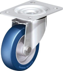 Blickle - 5" Diam x 1-37/64" Wide x 6-7/64" OAH Top Plate Mount Swivel Caster - Polyurethane-Elastomer Blickle Besthane, 770 Lb Capacity, Ball Bearing, 5-1/2 x 4-3/8" Plate - Eagle Tool & Supply