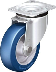 Blickle - 5" Diam x 1-37/64" Wide x 6-7/64" OAH Top Plate Mount Swivel Caster - Polyurethane-Elastomer Blickle Besthane, 770 Lb Capacity, Ball Bearing, 3-15/16 x 3-3/8" Plate - Eagle Tool & Supply
