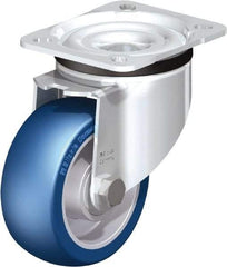 Blickle - 4" Diam x 1-37/64" Wide x 5-7/64" OAH Top Plate Mount Swivel Caster - Polyurethane-Elastomer Blickle Besthane, 660 Lb Capacity, Ball Bearing, 3-15/16 x 3-3/8" Plate - Eagle Tool & Supply