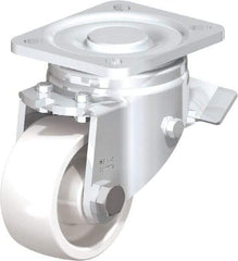 Blickle - 3" Diam x 1-29/64" Wide x 4-23/32" OAH Top Plate Mount Swivel Caster with Brake - Impact-Resistant Nylon, 770 Lb Capacity, Plain Bore Bearing, 3-15/16 x 3-3/8" Plate - Eagle Tool & Supply