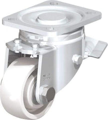 Blickle - 3" Diam x 1-1/4" Wide x 4-41/64" OAH Top Plate Mount Swivel Caster with Brake - Impact-Resistant Nylon, 660 Lb Capacity, Ball Bearing, 3-15/16 x 3-3/8" Plate - Eagle Tool & Supply