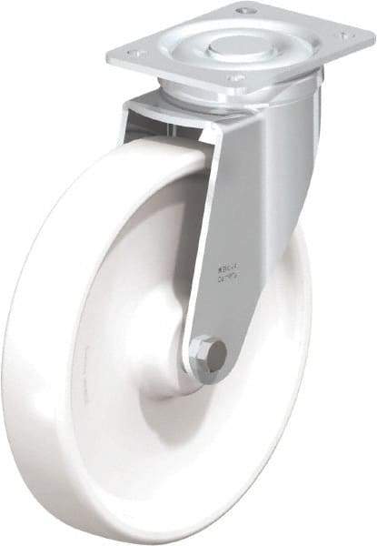 Blickle - 10" Diam x 1-31/32" Wide x 11-39/64" OAH Top Plate Mount Swivel Caster - Impact-Resistant Nylon, 1,980 Lb Capacity, Plain Bore Bearing, 5-1/2 x 4-3/8" Plate - Eagle Tool & Supply
