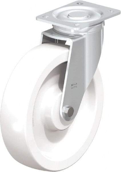 Blickle - 10" Diam x 2-9/16" Wide x 11-39/64" OAH Top Plate Mount Swivel Caster - Impact-Resistant Nylon, 1,980 Lb Capacity, Plain Bore Bearing, 5-1/2 x 4-3/8" Plate - Eagle Tool & Supply