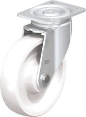 Blickle - 8" Diam x 1-31/32" Wide x 9-41/64" OAH Top Plate Mount Swivel Caster - Impact-Resistant Nylon, 1,980 Lb Capacity, Ball Bearing, 5-1/2 x 4-3/8" Plate - Eagle Tool & Supply