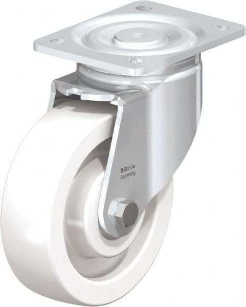 Blickle - 6-1/2" Diam x 1-31/32" Wide x 7-3/4" OAH Top Plate Mount Swivel Caster - Impact-Resistant Nylon, 1,870 Lb Capacity, Ball Bearing, 5-1/2 x 4-3/8" Plate - Eagle Tool & Supply
