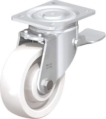 Blickle - 6" Diam x 1-31/32" Wide x 7-3/4" OAH Top Plate Mount Swivel Caster with Brake - Impact-Resistant Nylon, 1,760 Lb Capacity, Ball Bearing, 5-1/2 x 4-3/8" Plate - Eagle Tool & Supply