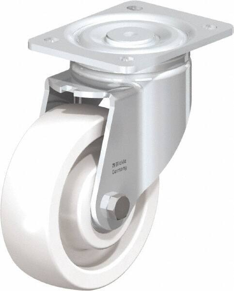 Blickle - 6" Diam x 1-31/32" Wide x 7-3/4" OAH Top Plate Mount Swivel Caster - Impact-Resistant Nylon, 1,760 Lb Capacity, Ball Bearing, 5-1/2 x 4-3/8" Plate - Eagle Tool & Supply