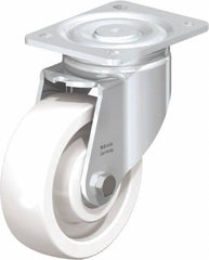 Blickle - 6" Diam x 1-31/32" Wide x 7-3/4" OAH Top Plate Mount Swivel Caster - Impact-Resistant Nylon, 1,760 Lb Capacity, Ball Bearing, 5-1/2 x 4-3/8" Plate - Eagle Tool & Supply