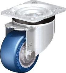 Blickle - 3" Diam x 1-37/64" Wide x 4-21/64" OAH Top Plate Mount Swivel Caster - Polyurethane-Elastomer Blickle Besthane, 506 Lb Capacity, Ball Bearing, 3-15/16 x 3-3/8" Plate - Eagle Tool & Supply