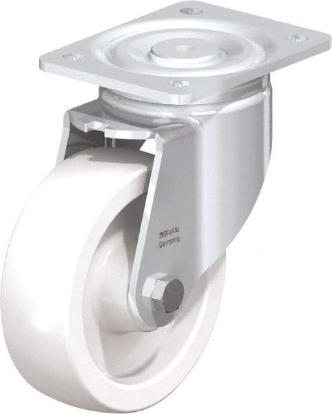 Blickle - 6" Diam x 1-31/32" Wide x 7-3/4" OAH Top Plate Mount Swivel Caster - Impact-Resistant Nylon, 1,760 Lb Capacity, Plain Bore Bearing, 5-1/2 x 4-3/8" Plate - Eagle Tool & Supply