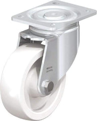 Blickle - 6" Diam x 1-31/32" Wide x 7-3/4" OAH Top Plate Mount Swivel Caster - Impact-Resistant Nylon, 1,760 Lb Capacity, Plain Bore Bearing, 5-1/2 x 4-3/8" Plate - Eagle Tool & Supply