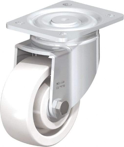 Blickle - 5" Diam x 1-31/32" Wide x 6-11/16" OAH Top Plate Mount Swivel Caster - Impact-Resistant Nylon, 1,650 Lb Capacity, Ball Bearing, 5-1/2 x 4-3/8" Plate - Eagle Tool & Supply