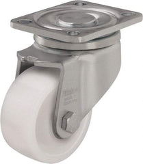Blickle - 4" Diam x 1-29/64" Wide x 5-33/64" OAH Top Plate Mount Swivel Caster - Impact-Resistant Nylon, 1,100 Lb Capacity, Plain Bore Bearing, 3-15/16 x 3-3/8" Plate - Eagle Tool & Supply