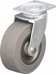 Blickle - 8" Diam x 3-9/64" Wide x 9-41/64" OAH Top Plate Mount Swivel Caster - Solid Rubber, 1,870 Lb Capacity, Ball Bearing, 5-1/2 x 4-3/8" Plate - Eagle Tool & Supply