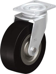 Blickle - 8" Diam x 3-9/64" Wide x 9-41/64" OAH Top Plate Mount Swivel Caster - Solid Rubber, 1,870 Lb Capacity, Ball Bearing, 5-1/2 x 4-3/8" Plate - Eagle Tool & Supply