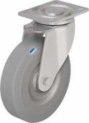 Blickle - 6-1/2" Diam x 1-31/32" Wide x 7-61/64" OAH Top Plate Mount Swivel Caster - Solid Rubber, 990 Lb Capacity, Ball Bearing, 5-1/2 x 4-3/8" Plate - Eagle Tool & Supply