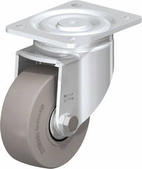 Blickle - 5" Diam x 1-31/32" Wide x 6-11/16" OAH Top Plate Mount Swivel Caster - Solid Rubber, 704 Lb Capacity, Ball Bearing, 5-1/2 x 4-3/8" Plate - Eagle Tool & Supply