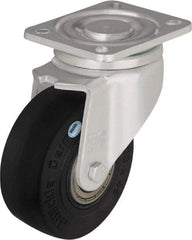 Blickle - 5" Diam x 1-31/32" Wide x 6-11/16" OAH Top Plate Mount Swivel Caster - Solid Rubber, 704 Lb Capacity, Ball Bearing, 5-1/2 x 4-3/8" Plate - Eagle Tool & Supply