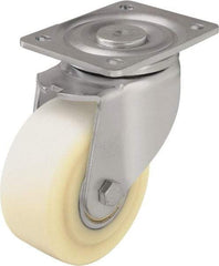 Blickle - 5" Diam x 2-5/32" Wide x 6-11/16" OAH Top Plate Mount Swivel Caster - Impact-Resistant Cast Nylon, 1,980 Lb Capacity, Ball Bearing, 5-1/2 x 4-3/8" Plate - Eagle Tool & Supply