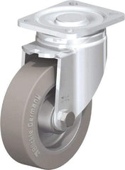 Blickle - 5" Diam x 1-9/16" Wide x 6-1/2" OAH Top Plate Mount Swivel Caster - Solid Rubber, 550 Lb Capacity, Ball Bearing, 3-15/16 x 3-3/8" Plate - Eagle Tool & Supply