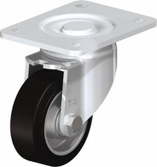 Blickle - 4" Diam x 1-9/16" Wide x 5-33/64" OAH Top Plate Mount Swivel Caster - Solid Rubber, 440 Lb Capacity, Ball Bearing, 5-1/2 x 4-3/8" Plate - Eagle Tool & Supply